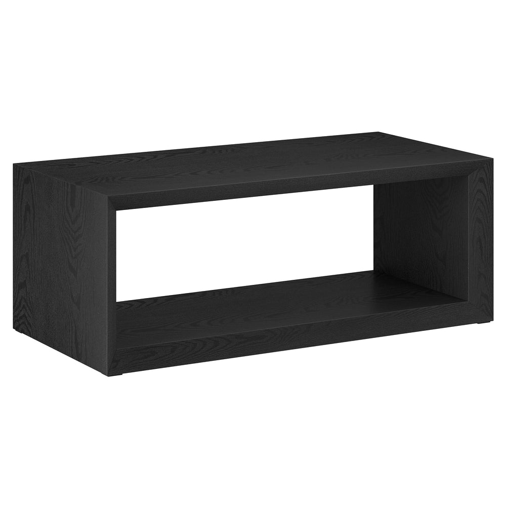 Homeroots 48" Black Faux Wood Coffee Table With Shelf   521020