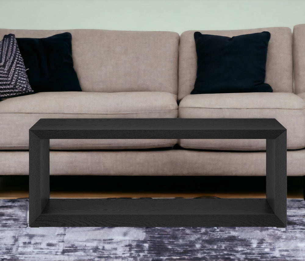 Homeroots 48" Black Faux Wood Coffee Table With Shelf   521020