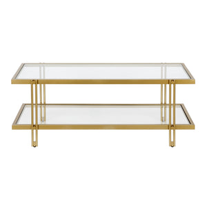 Homeroots 45" Gold Glass And Steel Coffee Table With Shelf   521021