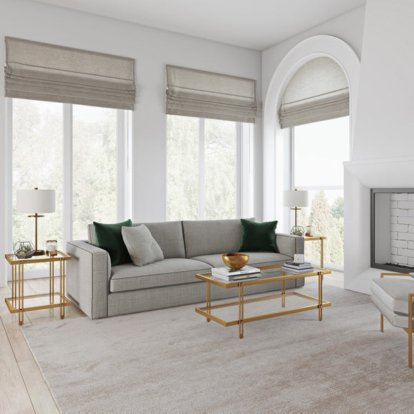 Homeroots 45" Gold Glass And Steel Coffee Table With Shelf   521021