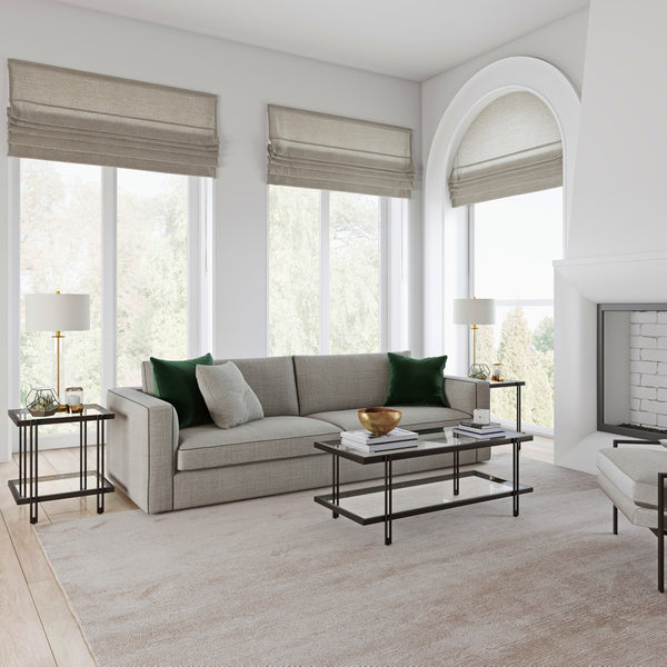 Homeroots 45" Black Glass And Steel Coffee Table With Shelf   521022