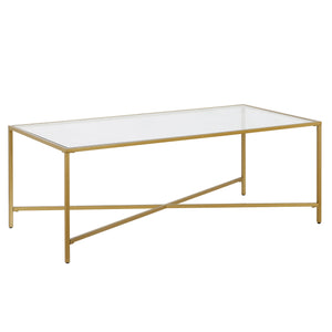 Homeroots 48" Gold Glass And Steel Coffee Table   521031