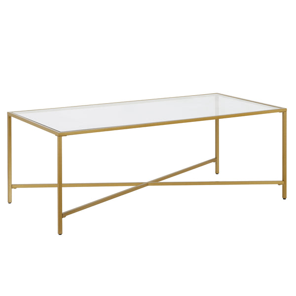 Homeroots 48" Gold Glass And Steel Coffee Table   521031
