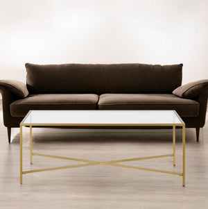 Homeroots 48" Gold Glass And Steel Coffee Table   521031
