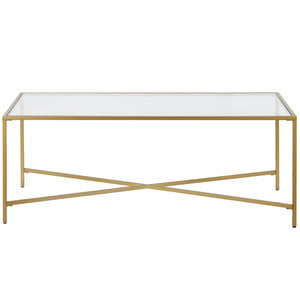 Homeroots 48" Gold Glass And Steel Coffee Table   521031