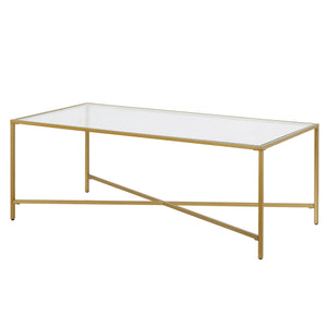 Homeroots 48" Gold Glass And Steel Coffee Table   521031