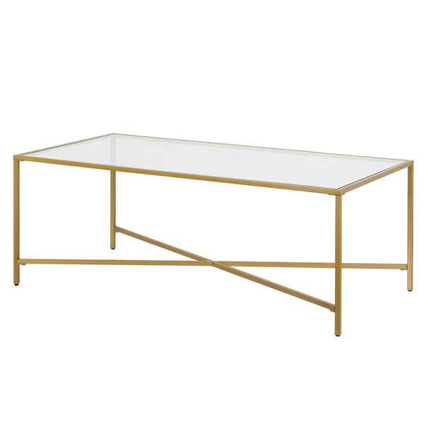 Homeroots 48" Gold Glass And Steel Coffee Table   521031