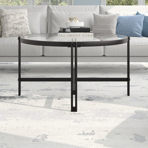 Homeroots 32" Black Glass And Steel Round Coffee Table   521041