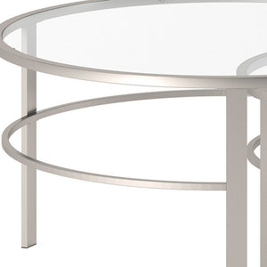 Homeroots Set Of Two 36" Clear And Silver Glass And Steel Round Nested Coffee Tables   521044