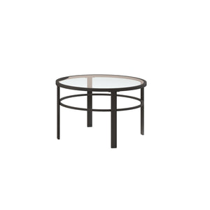 Homeroots Set Of Two 36" Clear And Black Glass And Steel Round Nested Coffee Tables   521045