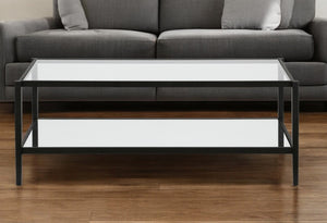 Homeroots 45" Black Glass And Steel Coffee Table With Shelf   521046