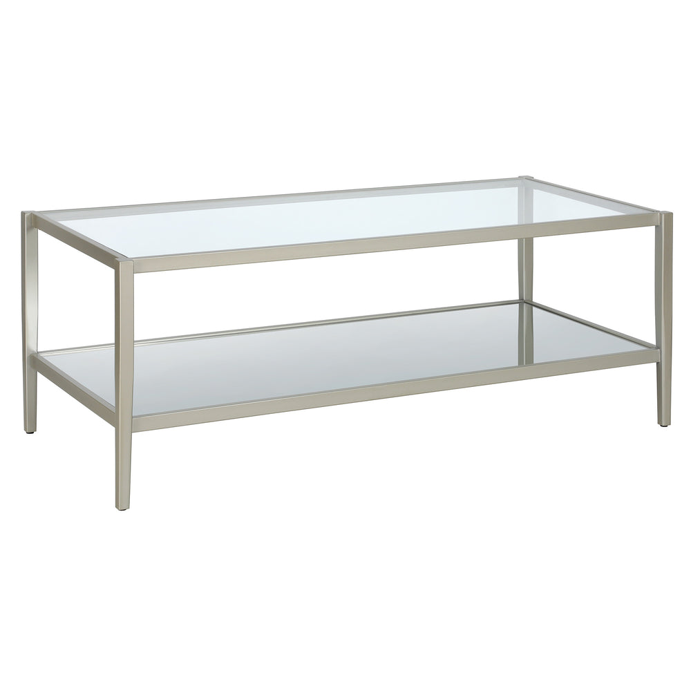 Homeroots 45" Silver Glass And Steel Coffee Table With Shelf   521047
