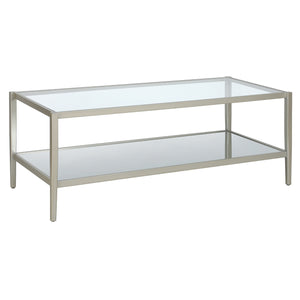Homeroots 45" Silver Glass And Steel Coffee Table With Shelf   521047
