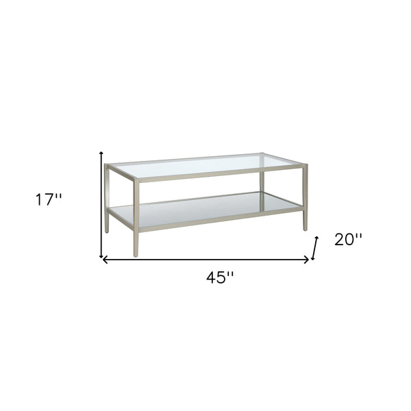 Homeroots 45" Silver Glass And Steel Coffee Table With Shelf   521047