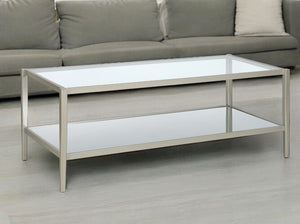 Homeroots 45" Silver Glass And Steel Coffee Table With Shelf   521047