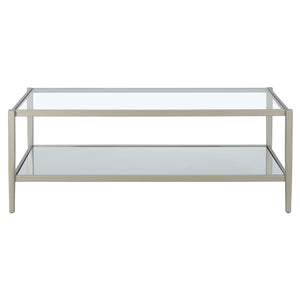 Homeroots 45" Silver Glass And Steel Coffee Table With Shelf   521047