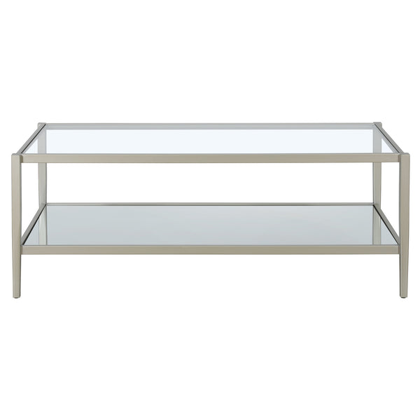 Homeroots 45" Silver Glass And Steel Coffee Table With Shelf   521047