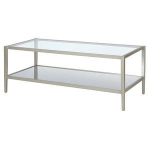Homeroots 45" Silver Glass And Steel Coffee Table With Shelf   521047