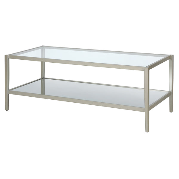 Homeroots 45" Silver Glass And Steel Coffee Table With Shelf   521047