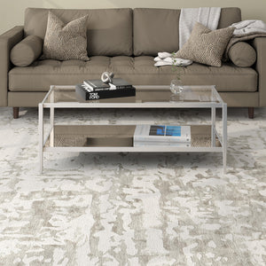 Homeroots 45" Silver Glass And Steel Coffee Table With Shelf   521047