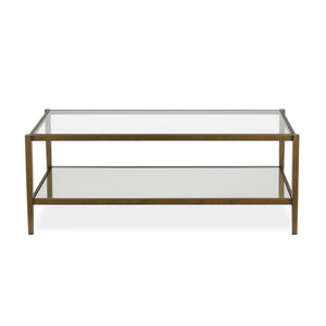 Homeroots 45" Gold Glass And Steel Coffee Table With Shelf   521048
