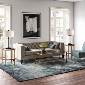 Homeroots 45" Gold Glass And Steel Coffee Table With Shelf   521048