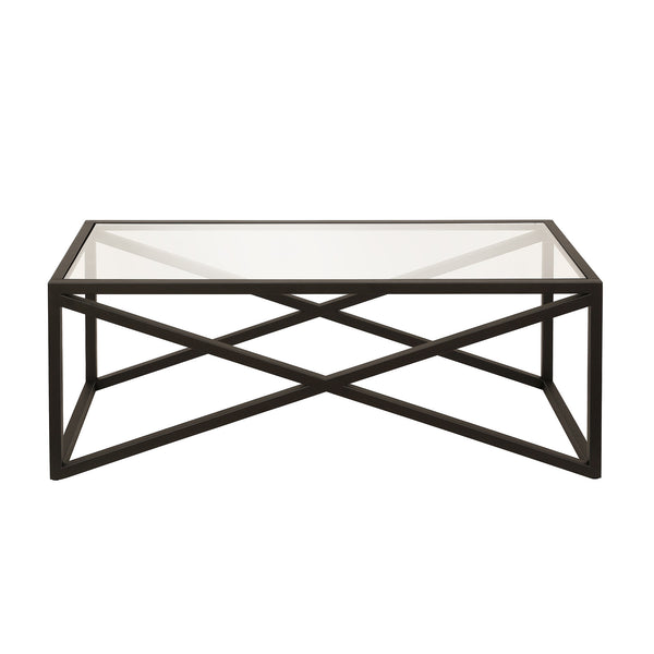 Homeroots 46" Black Glass And Steel Coffee Table   521050