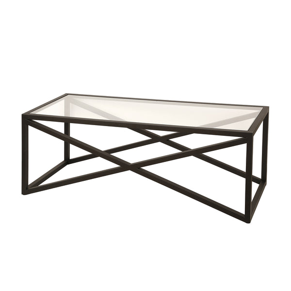 Homeroots 46" Black Glass And Steel Coffee Table   521050