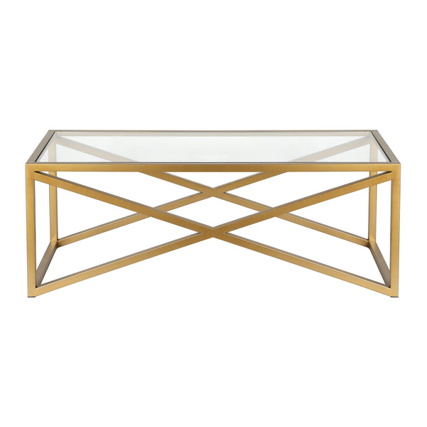 Homeroots 46" Gold Glass And Steel Coffee Table   521051