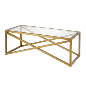 Homeroots 46" Gold Glass And Steel Coffee Table   521051