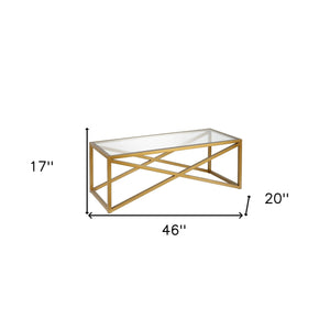 Homeroots 46" Gold Glass And Steel Coffee Table   521051