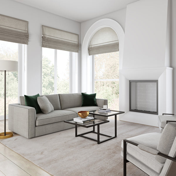 Homeroots 43" Black Glass And Steel Square Coffee Table With Two Shelves   521054