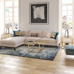 Homeroots 43" Gold Glass And Steel Square Coffee Table With Two Shelves   521055