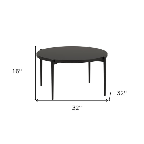 Homeroots 32" Black Steel Round Coffee Table   521066