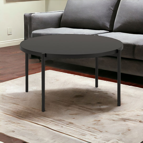 Homeroots 32" Black Steel Round Coffee Table   521066