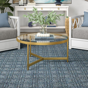 Homeroots 32" Gold Glass And Steel Round Coffee Table   521068