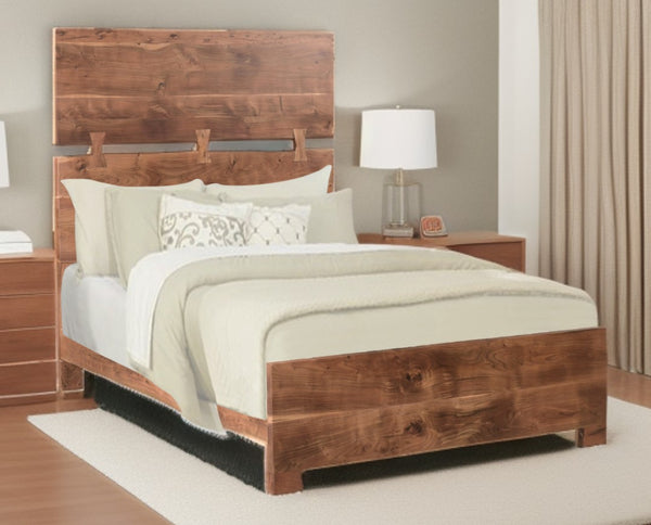Homeroots Brown Solid Wood Queen Bed Frame  Wood 521071