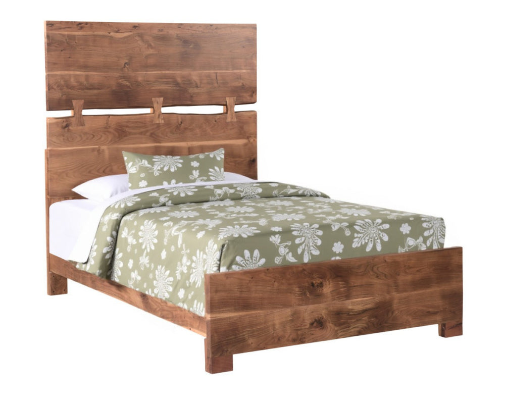 HomeRoots Chestnut Live Edge Queen Bed Frame - Solid Acacia Wood, Rustic Design, Durable & Stylish Support 521071