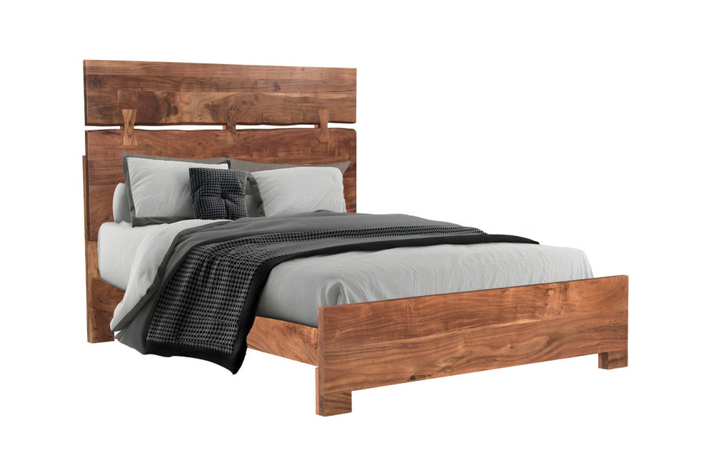 Homeroots Brown Solid Wood Queen Bed Frame  Wood 521072