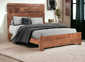 Homeroots Brown Solid Wood Queen Bed Frame  Wood 521072