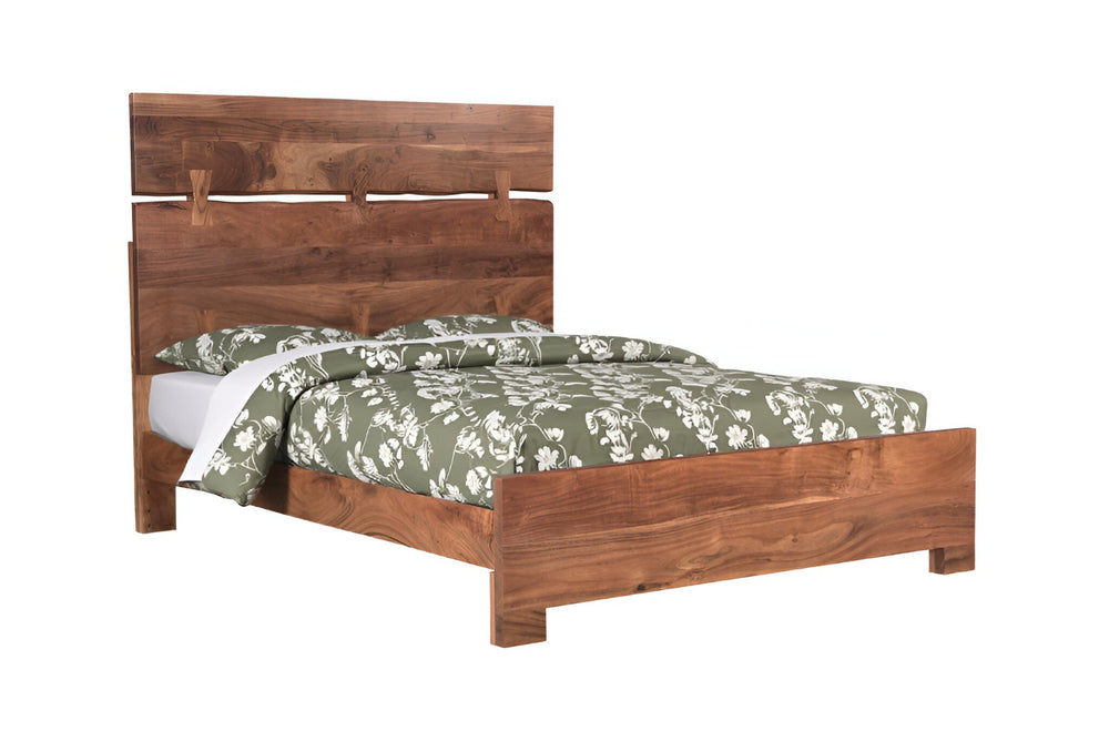 HomeRoots Chestnut Live Edge Solid Wood Queen Bed Frame - Handcrafted Acacia Design for Rustic Elegance & Comfort 521072