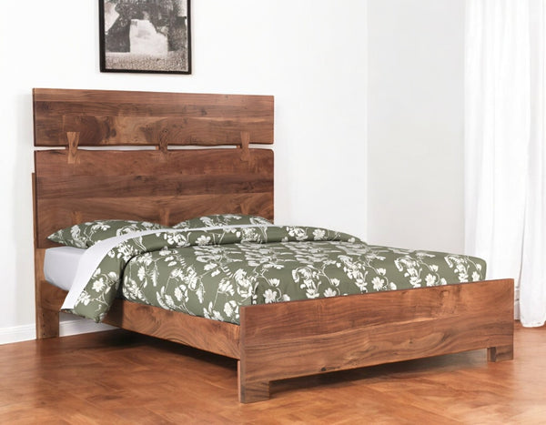 HomeRoots Chestnut Live Edge Solid Wood Queen Bed Frame - Handcrafted Acacia Design for Rustic Elegance & Comfort 521072