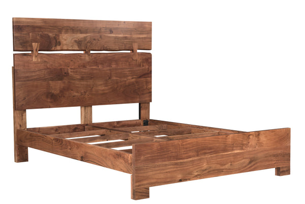 Homeroots Brown Solid Wood Queen Bed Frame  Wood 521072