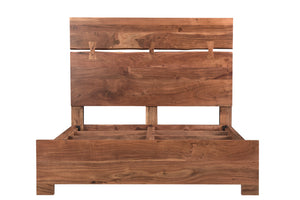 Homeroots Brown Solid Wood Queen Bed Frame  Wood 521072