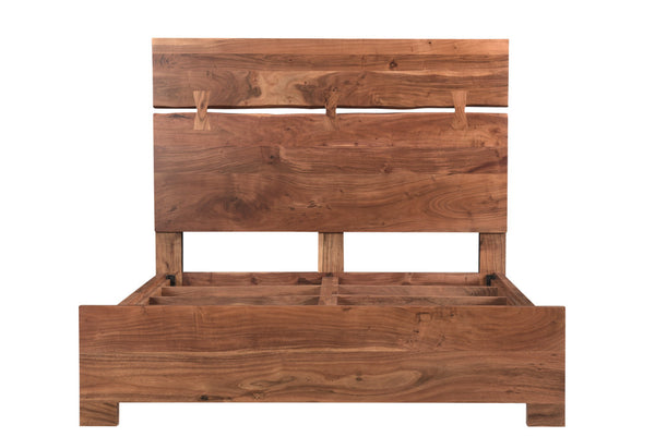 Homeroots Brown Solid Wood Queen Bed Frame  Wood 521072