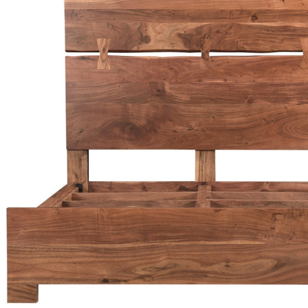 HomeRoots Chestnut Live Edge Solid Wood Queen Bed Frame - Handcrafted Acacia Design for Rustic Elegance & Comfort 521072