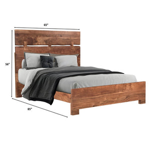 Homeroots Brown Solid Wood Queen Bed Frame  Wood 521072