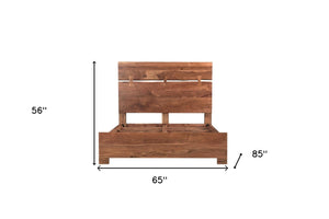 HomeRoots Chestnut Live Edge Solid Wood Queen Bed Frame - Handcrafted Acacia Design for Rustic Elegance & Comfort 521072