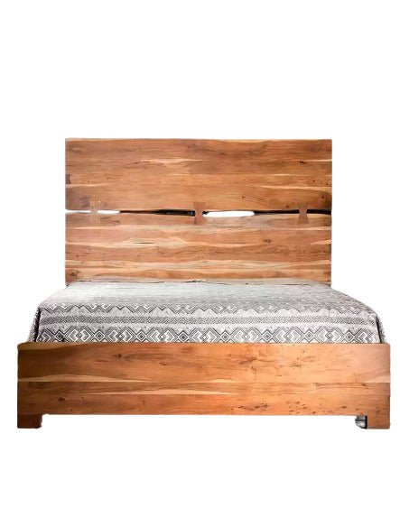 Homeroots Brown Solid Wood King Bed Frame  Wood 521074