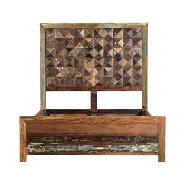 Homeroots Brown Solid Wood Queen Bed Frame  Wood 521075